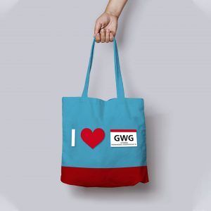 Blau-rote Bottlebag der GWG aus Gifhorn