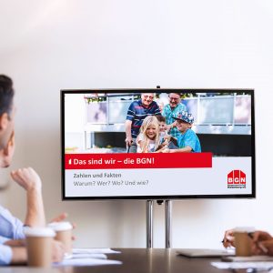 Unternehmenspräsentation auf Bildschirm