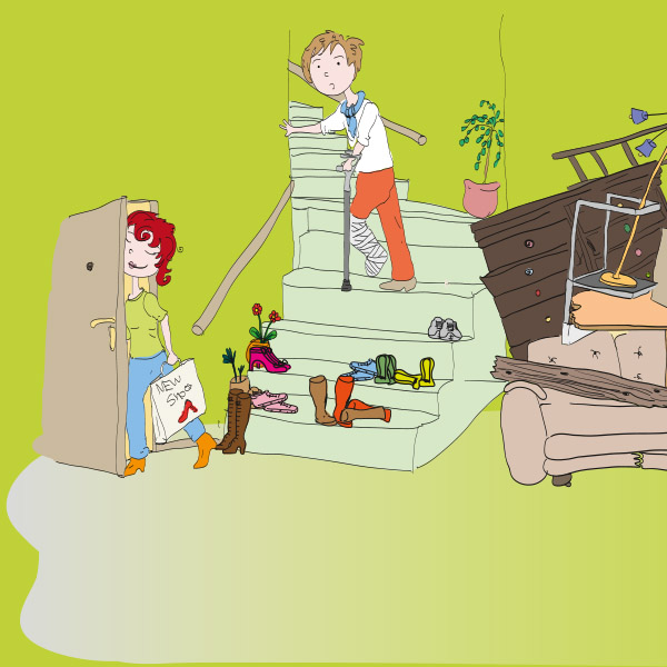 Illustration unordentliches Treppenhaus